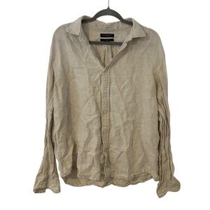 Tan Banana Republic Linen Button Down Top Shirt Standard Fit Men’s Size Large!
